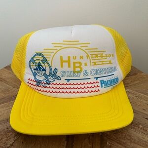 Huntington Beach Surf & Cerveza Trucker Hat - Yellow